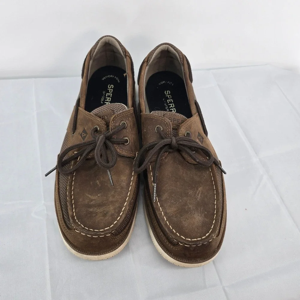 Sperry Top-Sider Mens Billfish Boat Shoes Brown Leather Mesh STS22068 Size 12 W